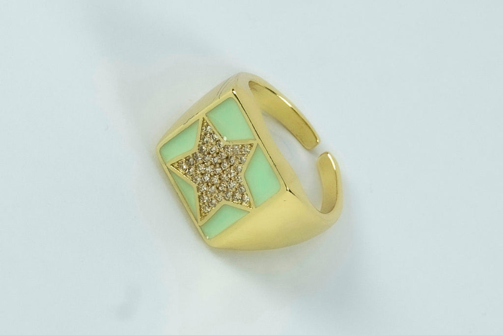 COLOURFUL FUNKY RINGS - Green image