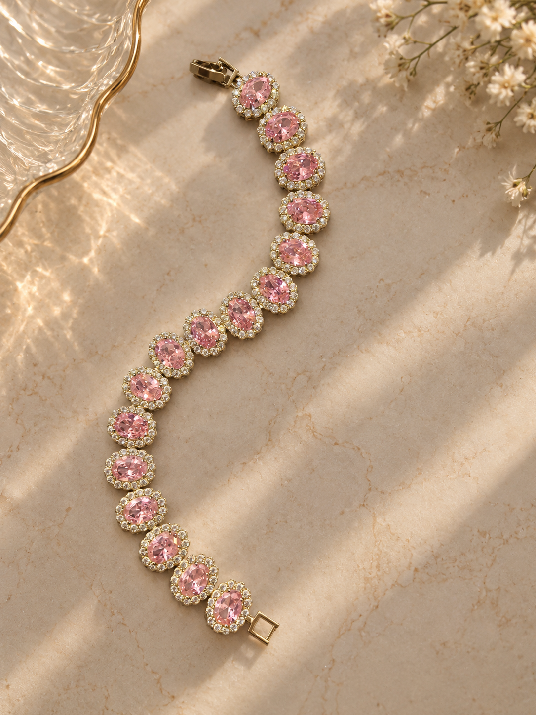 OLIVIA PINK AND  SILVER TENNIS  BRACELET